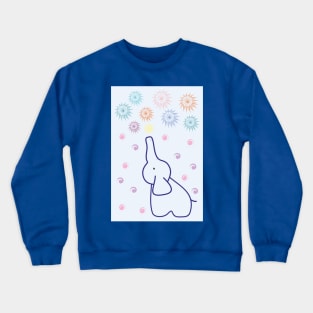 Little elephant launching fireworks with its trunk. 2. Crewneck Sweatshirt